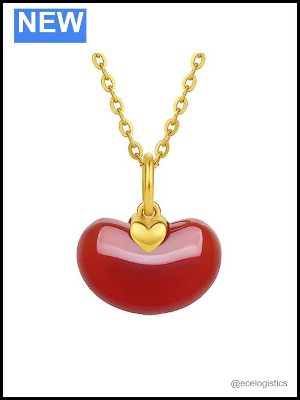 24K Solid Gold Heart Pendant Charm Dainty Cute Simple